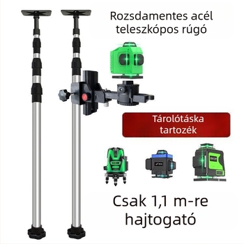 Lézeres szintező háromlábú állvány, állítható magasságú, infravörös tartó, megerősített teleszkópos rúd, univerzális mennyezetre szerelhető