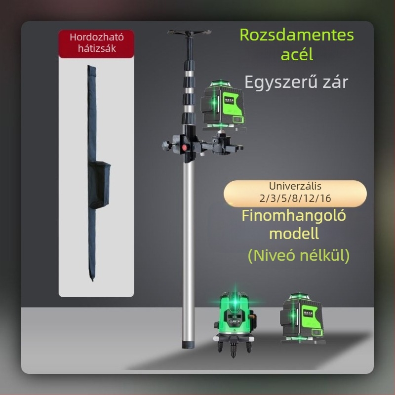 Lézeres szintező háromlábú állvány, állítható magasságú, infravörös tartó, megerősített teleszkópos rúd, univerzális mennyezetre szerelhető
