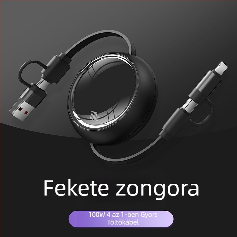 100W-os 3-in-1 hajlítható adatkábel gyors töltéshez – Lightning, USB-C és Micro USB csatlakozókkal
