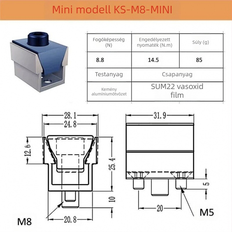 Hegesztőállomás fixáló – többfunkciós élfogó, mágnesmentes, egyoldalas kivitel