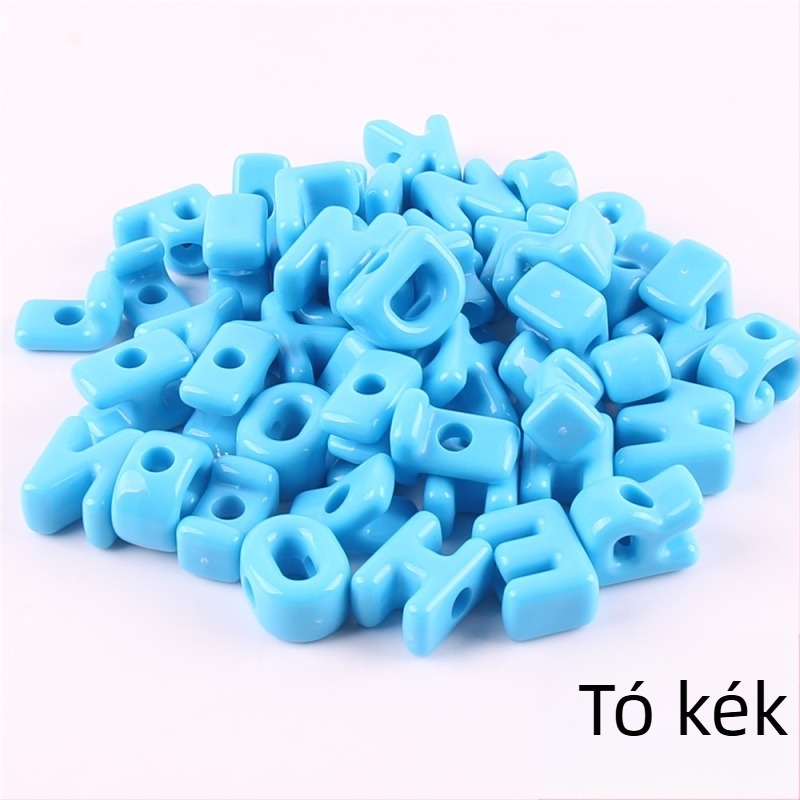 Szabad gyöngyök – Akril nagy lyukú betűs gyöngyök, angol ábécé betűk, DIY ékszer alkatrészek, sütőfestéses felület, trendi stílus, totem mintázat