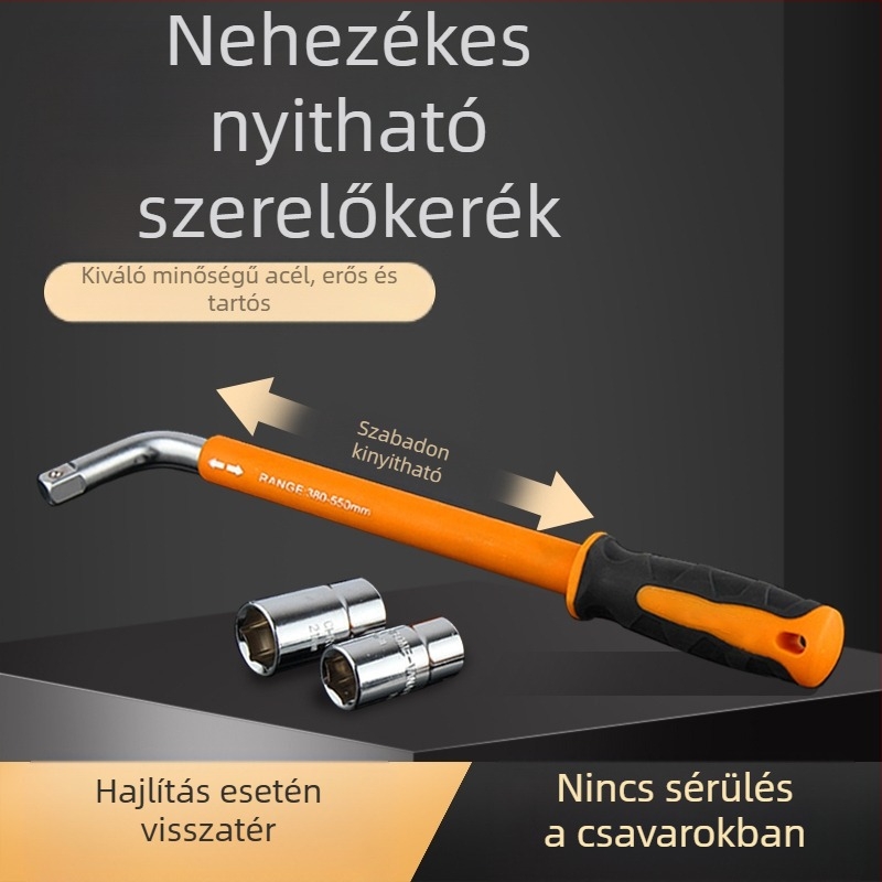 L-típusú gömbfejes szerelőkulcs készlet gumiabroncsokhoz, nehéz kivitel, króm-vanádium acélból