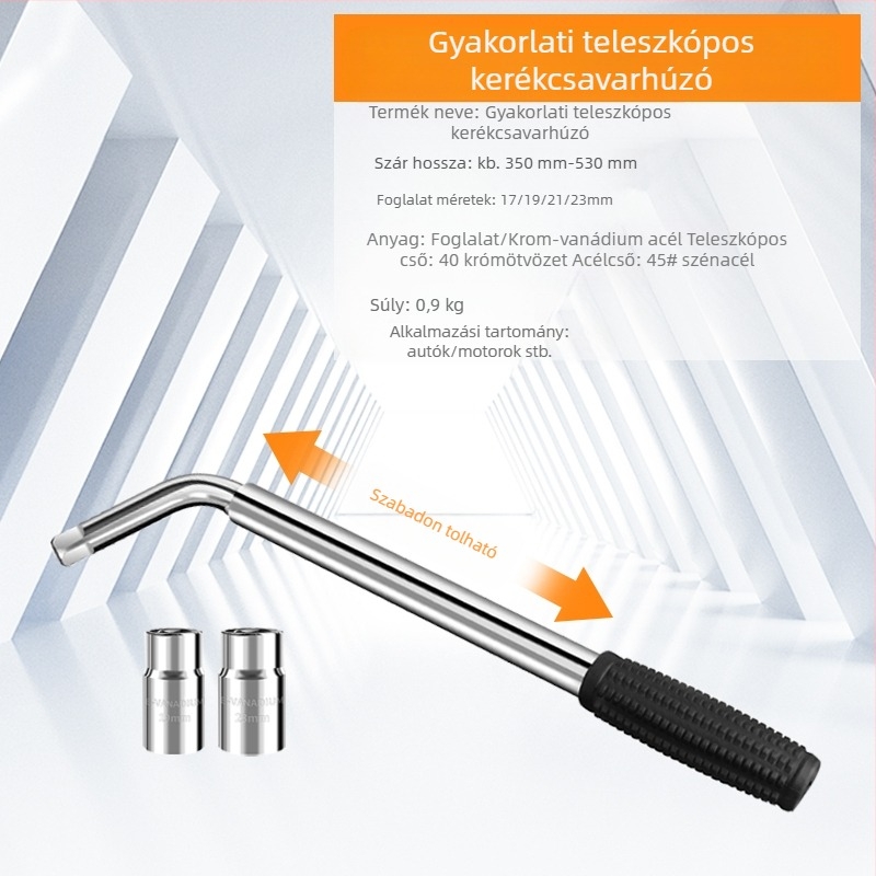 L-típusú gömbfejes szerelőkulcs készlet gumiabroncsokhoz, nehéz kivitel, króm-vanádium acélból