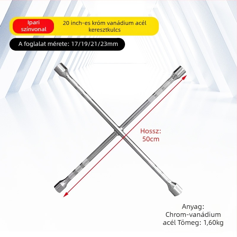 L-típusú gömbfejes szerelőkulcs készlet gumiabroncsokhoz, nehéz kivitel, króm-vanádium acélból