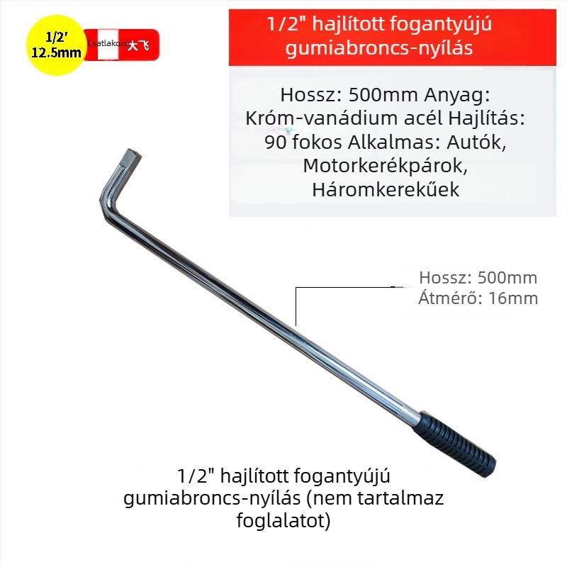 L-típusú gömbfejes szerelőkulcs készlet gumiabroncsokhoz, nehéz kivitel, króm-vanádium acélból