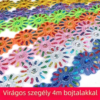 Háromszög alakú gyöngyös csipke ruhákhoz és kiegészítőkhöz, kézzel hímzett gyöngyökkel a szövött szalagon