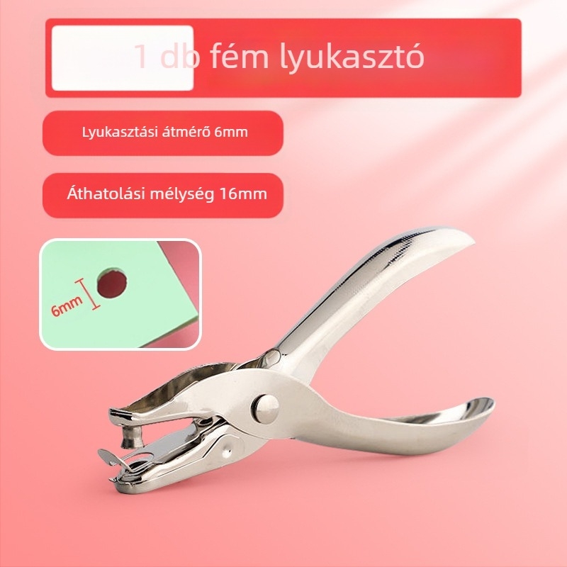 Körkörös lyukasztó papírhoz és kártyákhoz, lyukak 3 mm és 6 mm, kötőeszköz lazán lapokhoz