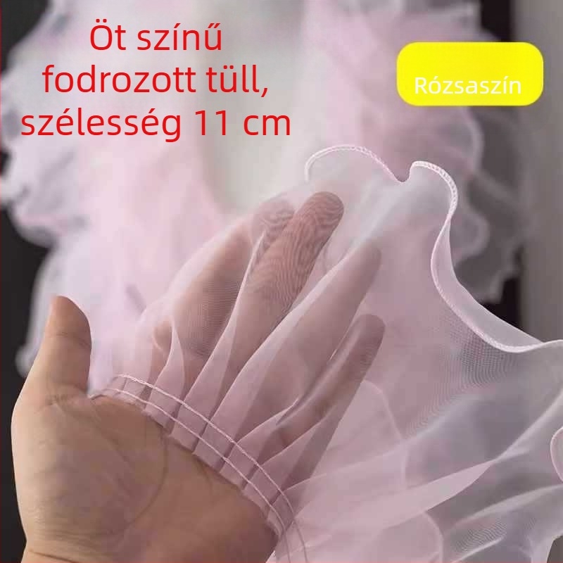 Átlátszó hatszögletű hálós csipke szegély poliészter fonallal, nagy hullámos mintázat, kézműves projektekhez