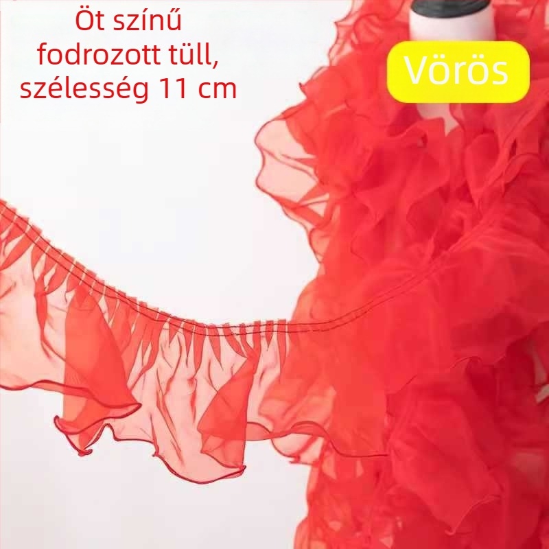 Átlátszó hatszögletű hálós csipke szegély poliészter fonallal, nagy hullámos mintázat, kézműves projektekhez