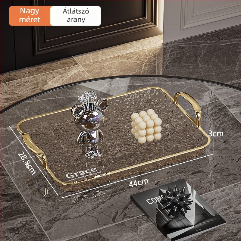 Négyzet alakú tálca fogantyúkkal, PET+ABS anyagból, modern minimalista stílus, ütésálló.