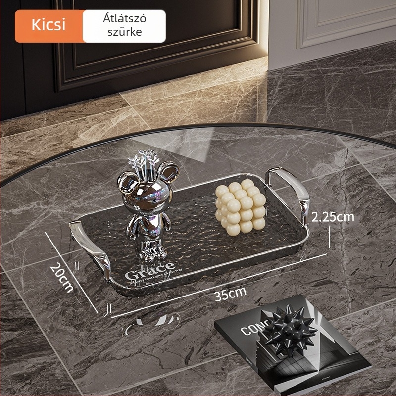 Négyzet alakú tálca fogantyúkkal, PET+ABS anyagból, modern minimalista stílus, ütésálló.