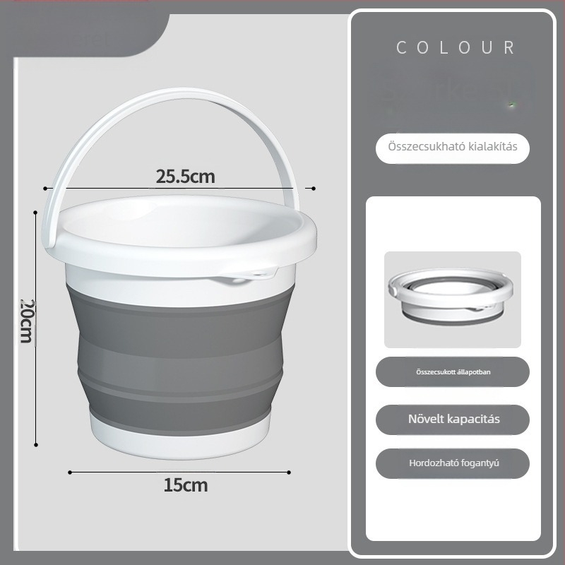 Összecsukható hordozható műanyag vödör kültéri használatra – megerősített kivitelezés, hőálló, ideális autómosáshoz, horgászathoz és háztartási vízhez