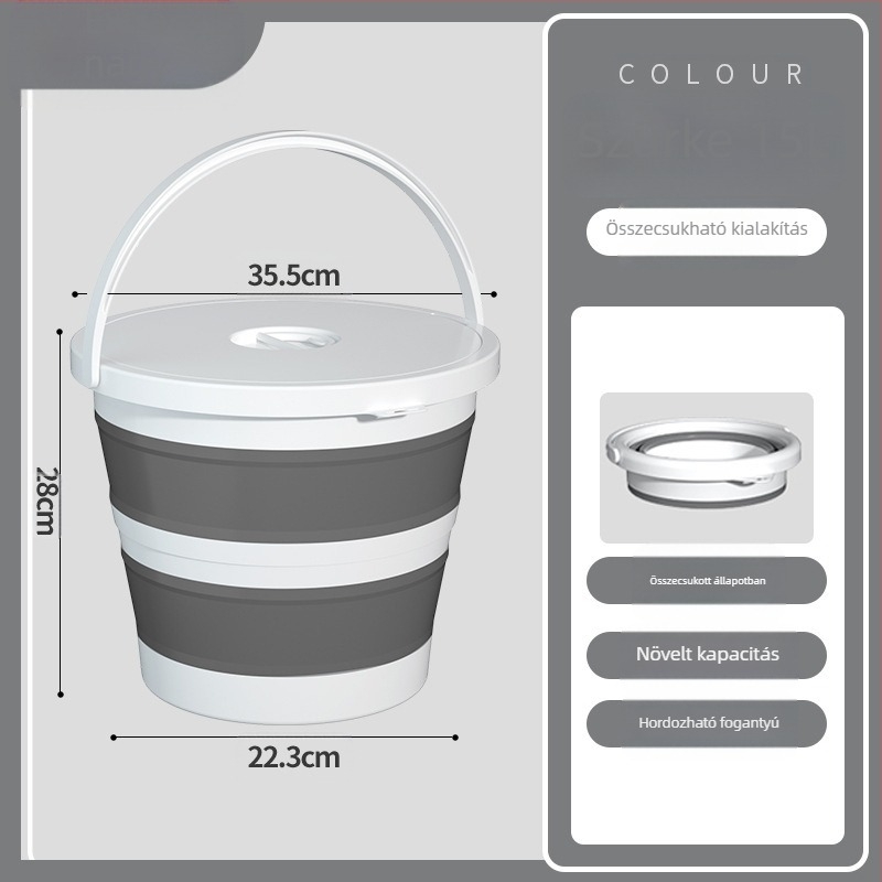 Összecsukható hordozható műanyag vödör kültéri használatra – megerősített kivitelezés, hőálló, ideális autómosáshoz, horgászathoz és háztartási vízhez