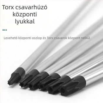 Hosszabbított csavarhúzóbitkészlet mágneses végével – Torx (T5, T8, T27, T30) és hatszögletű bitek, szénacél