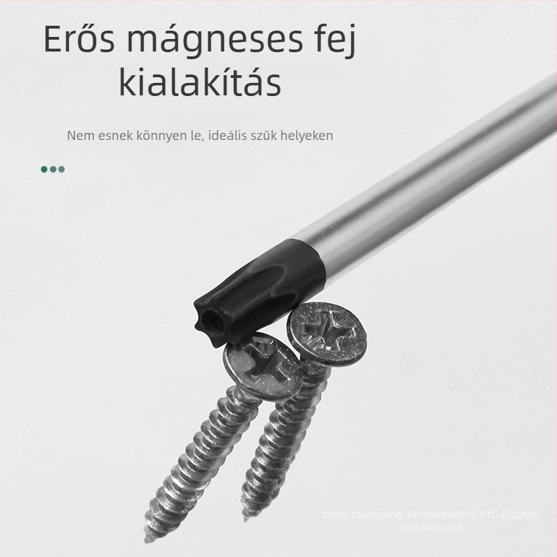 Hosszabbított csavarhúzóbitkészlet mágneses végével – Torx (T5, T8, T27, T30) és hatszögletű bitek, szénacél