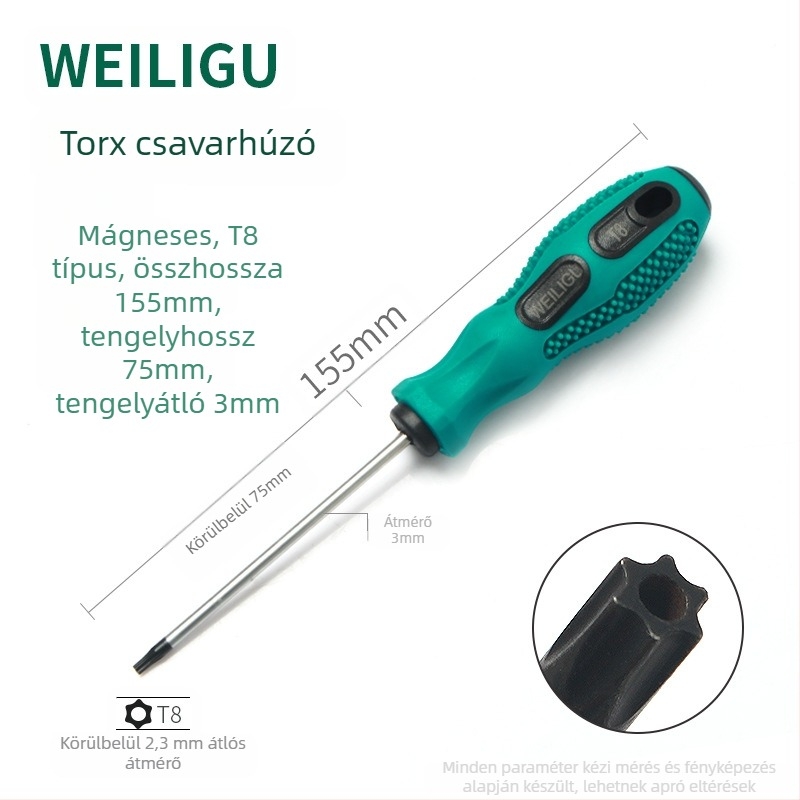 Hosszabbított csavarhúzóbitkészlet mágneses végével – Torx (T5, T8, T27, T30) és hatszögletű bitek, szénacél