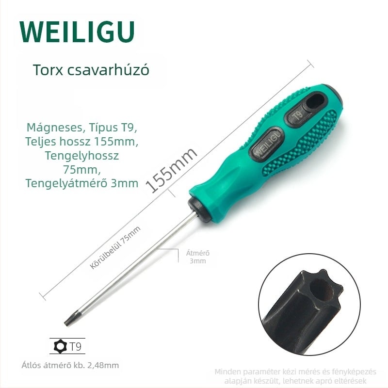 Hosszabbított csavarhúzóbitkészlet mágneses végével – Torx (T5, T8, T27, T30) és hatszögletű bitek, szénacél