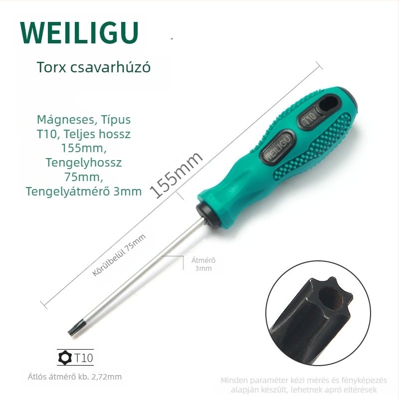 Hosszabbított csavarhúzóbitkészlet mágneses végével – Torx (T5, T8, T27, T30) és hatszögletű bitek, szénacél