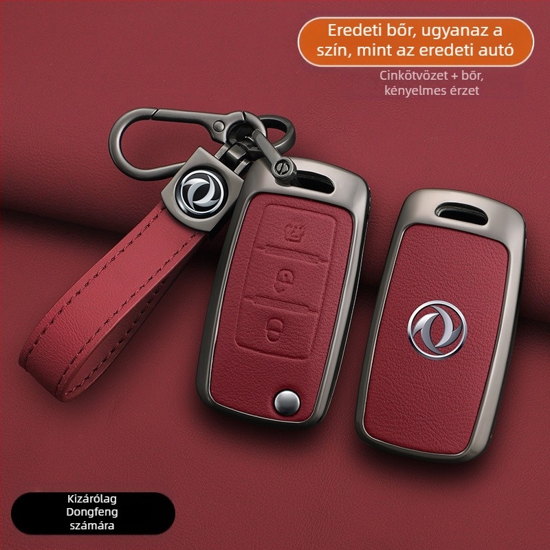 Dongfeng Fengxing T5 autókulcs tok készlet 23 modellhez: Lingzhi M5L, Jingyi X3, X5, X6, S50, SX6, CM7; marhabőr; üzleti stílus; testreszabható
