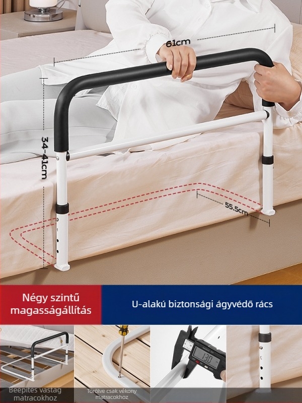 Telepítés nélküli ágy melletti korlátok idős korosztálynak, 304 rozsdamentes acél, ismeretlen márka (304 rozsdamentes acél; telepítés nélküli; ismeretlen márka; idős korosztály)