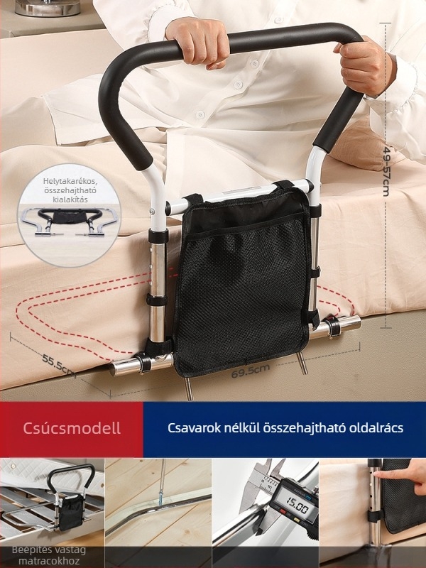 Telepítés nélküli ágy melletti korlátok idős korosztálynak, 304 rozsdamentes acél, ismeretlen márka (304 rozsdamentes acél; telepítés nélküli; ismeretlen márka; idős korosztály)