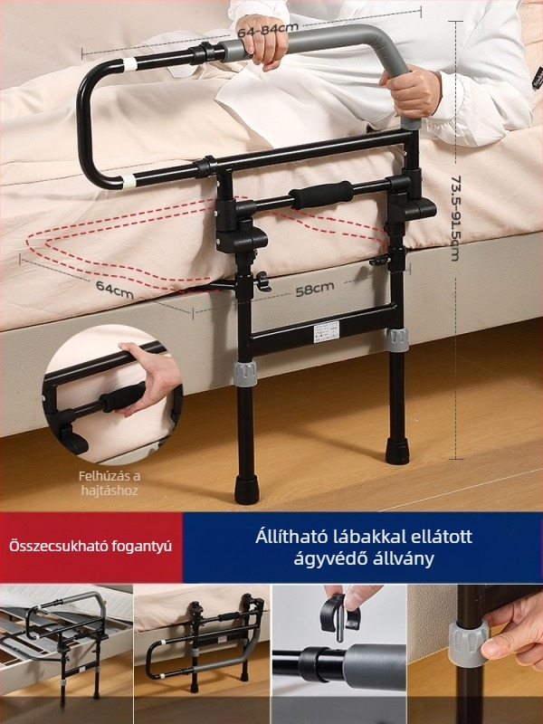 Telepítés nélküli ágy melletti korlátok idős korosztálynak, 304 rozsdamentes acél, ismeretlen márka (304 rozsdamentes acél; telepítés nélküli; ismeretlen márka; idős korosztály)