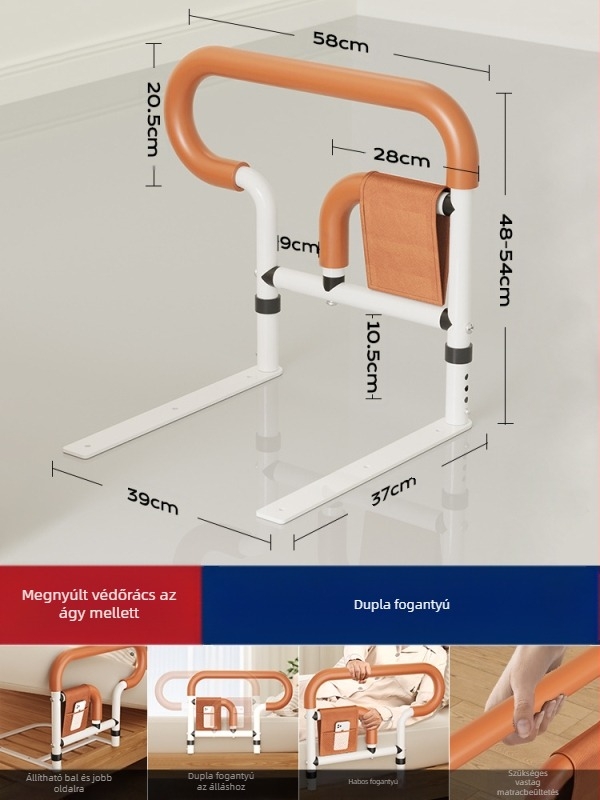 Telepítés nélküli ágy melletti korlátok idős korosztálynak, 304 rozsdamentes acél, ismeretlen márka (304 rozsdamentes acél; telepítés nélküli; ismeretlen márka; idős korosztály)
