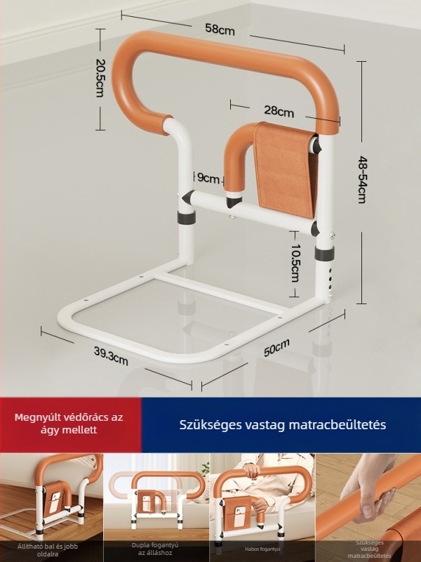 Telepítés nélküli ágy melletti korlátok idős korosztálynak, 304 rozsdamentes acél, ismeretlen márka (304 rozsdamentes acél; telepítés nélküli; ismeretlen márka; idős korosztály)