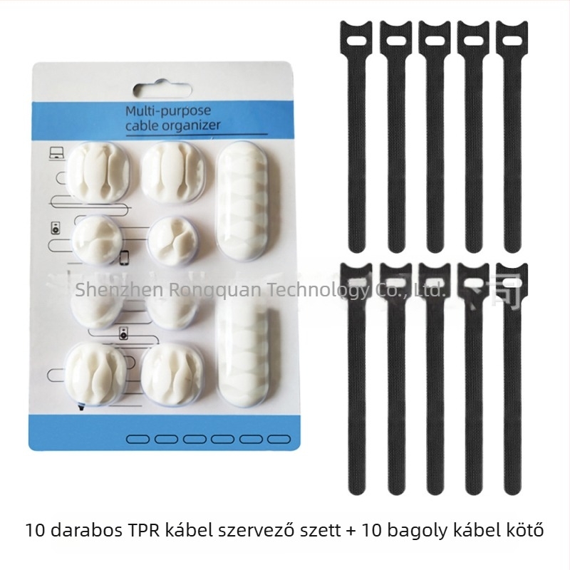Asztali kábel rendező – Kombinált készlet, anyagok: TPR, diving material, TPE, nylon, silica gel; alkalmas adatkábelekhez