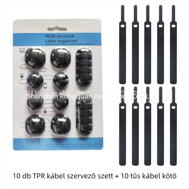 Asztali kábel rendező – Kombinált készlet, anyagok: TPR, diving material, TPE, nylon, silica gel; alkalmas adatkábelekhez