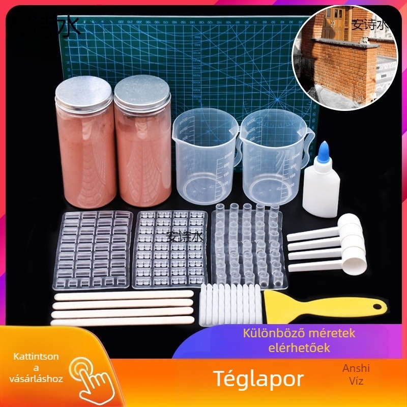 Homokasztal téglakészlet modellformákkal mini téglák építéséhez; nem elektromos, egyfunkciós, 0–3 évesek számára