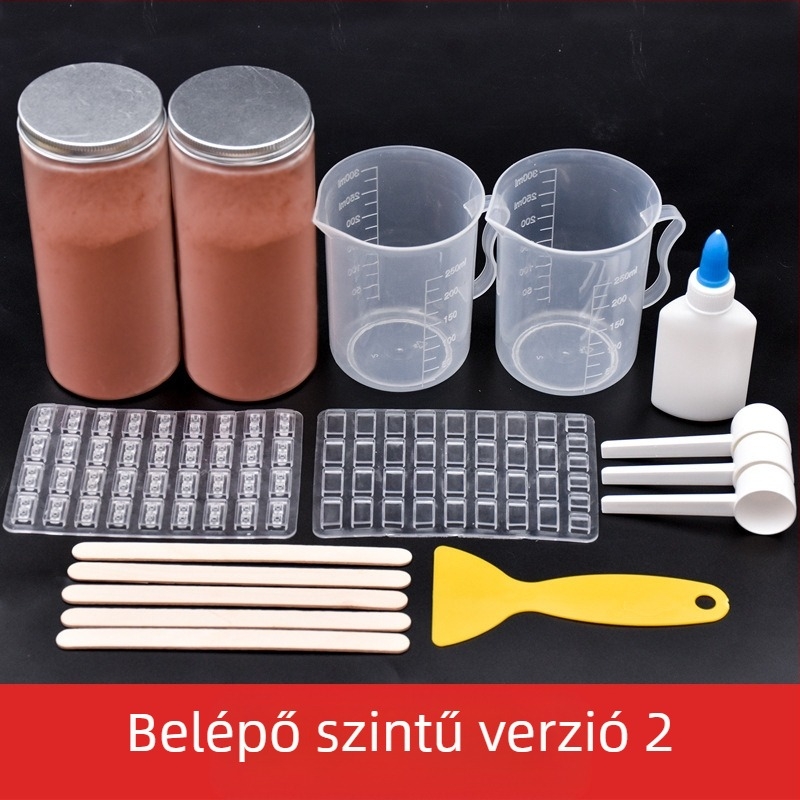 Homokasztal téglakészlet modellformákkal mini téglák építéséhez; nem elektromos, egyfunkciós, 0–3 évesek számára