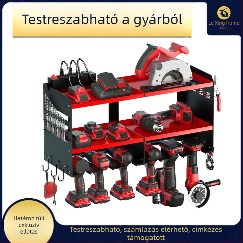 Könnyen mozgatható kerekes szerszám-tároló állvány, 3 szint, padlóra álló, 2 darabos készlet