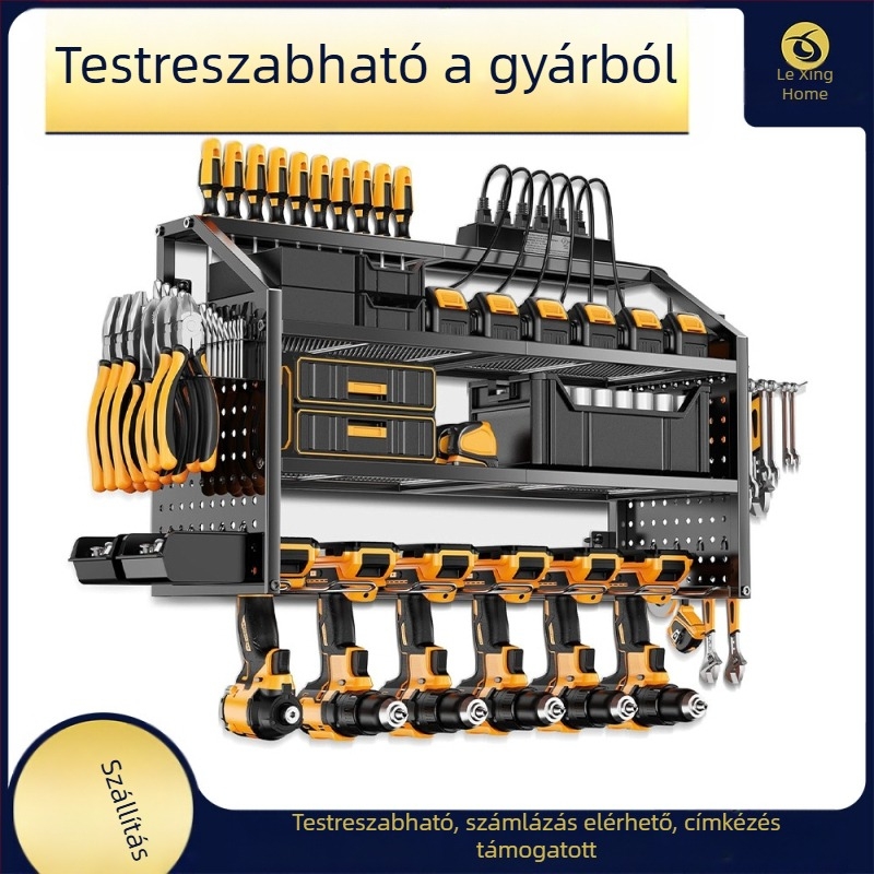 Könnyen mozgatható kerekes szerszám-tároló állvány, 3 szint, padlóra álló, 2 darabos készlet