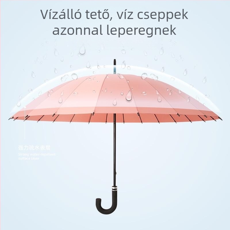 Hosszú nyélű esernyő, 12 bordával, nejlon vászon 170T, szilikon bordák, alumínium nyél, kézi nyitás