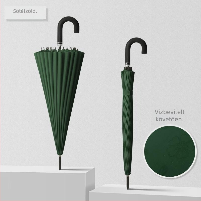 Hosszú nyélű esernyő, 12 bordával, nejlon vászon 170T, szilikon bordák, alumínium nyél, kézi nyitás