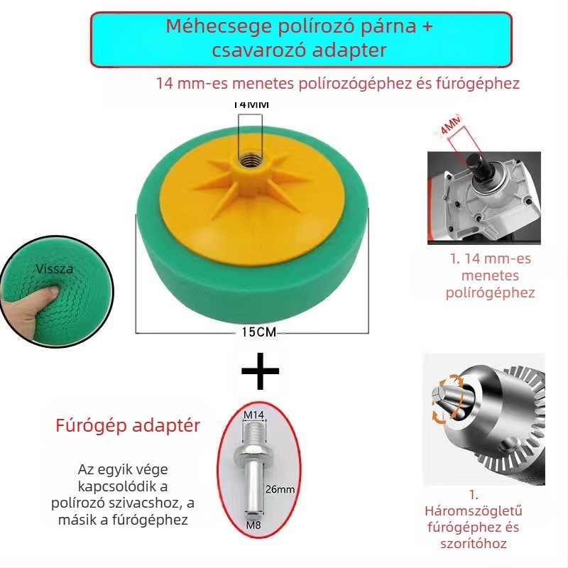 6 hüvelykes autópolírozó készlet szivacskerekekkel és polírozó korongokkal waxoláshoz és polírozáshoz — Márka: Other; Típus: Other; Alkalmazási terület: Other; Sorozat: Other