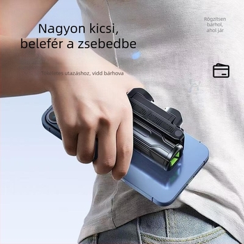 Mini Bluetooth okostelefon-selfie pálca négylábú állvánnyal, teleszkópos, képstabilizálás, beépített világítás, alumíniumötvözet + ABS