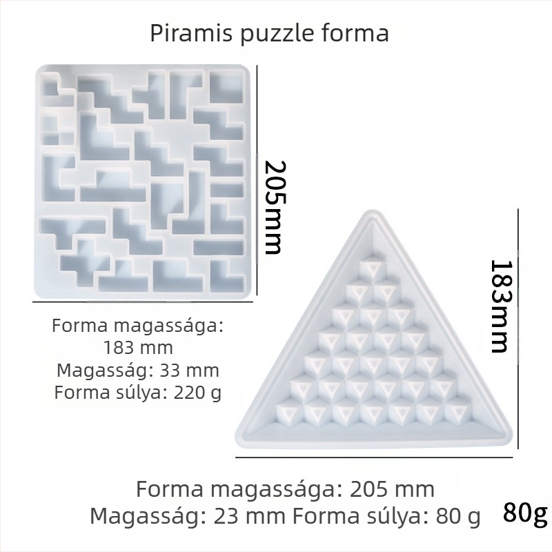 DIY gyanta piramisz puzzle szilikonforma építőblokkokhoz