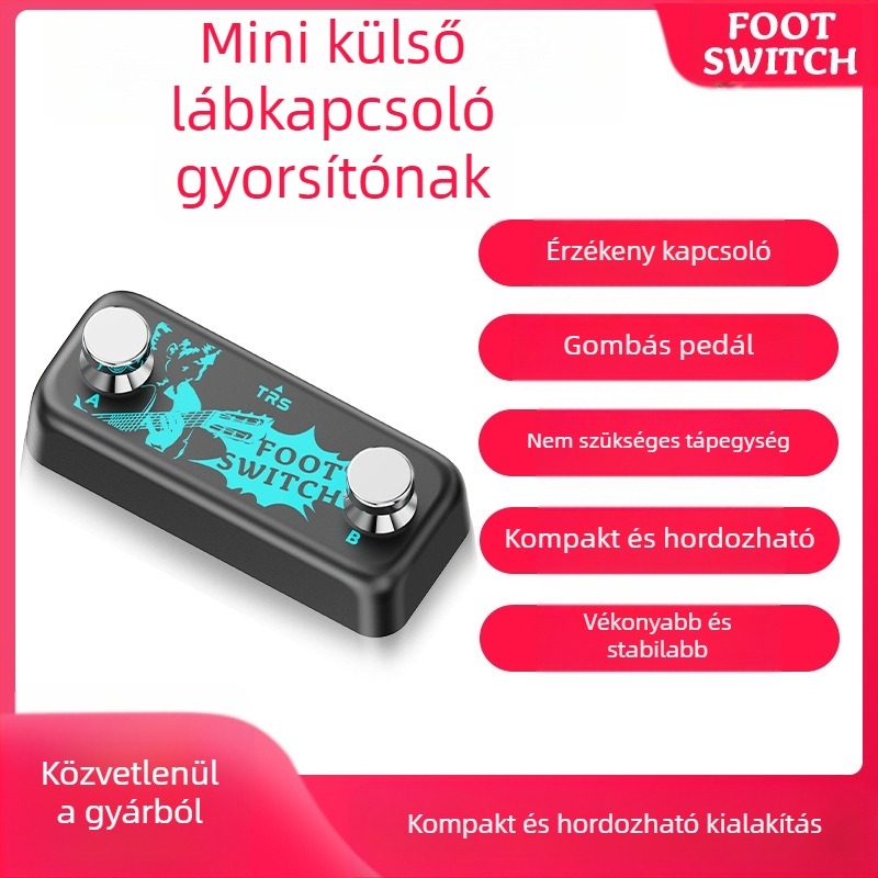 Effektpedál — dupla pedál külső lábkapcsoló, azonnali kapcsolás, fém kivitel, JAMJUM
