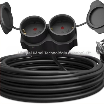 MT Y-alakú hosszabbító kábel, két aljzattal, kültéri vízálló, PVC burkolat, CE tanúsítvány, 3C 2011010101472172