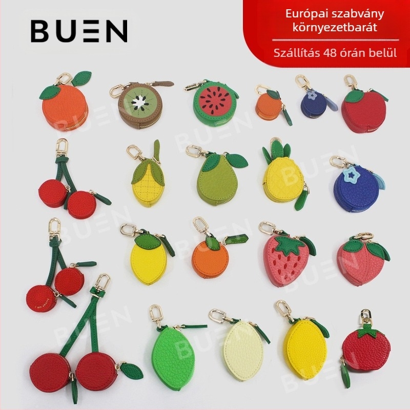 Érmés pénztárca - PU anyag, gyümölcs minta, friss és édes stílus, vízálló és ultra könnyű
