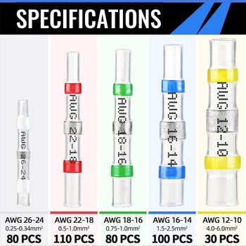 Vízálló forrasztó gyűrű terminál, hőszigetelt csővel, dobozos csomagolásban, 1 vezető, poliolefin izoláció, elektromos és elektronikus berendezésekhez