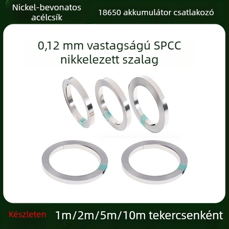 18650 Akkumulátor Csatlakozó Darab, Nikkelezett Acélcsík, 0,12 mm Vastagság