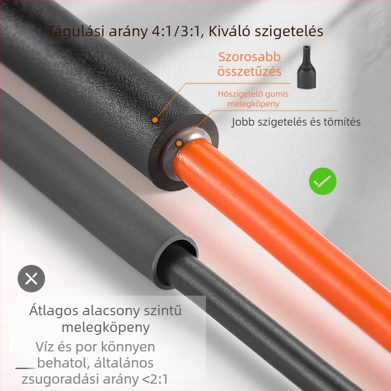 Ragasztóval ellátott hőösszehúzódó cső, kettős falú, poliolefin, VW-1 tűzállóság, -55°C-tól 125°C-ig