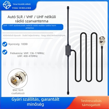 VHF/UHF kürtantenna autórádióhoz, magas nyereségű patch antenna, 10 dB, 136–174/400–470 MHz, 50 Ω, SWR ≤ 1.5, BNC csatlakozó