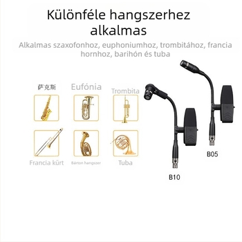 Vezeték nélküli kondenzátoros hangszer-mikrofon szaxofonhoz, kürthöz és trombitához — Dr.MIC/teacher Mai; szív alakú irányítás; SNR ≥85 dB