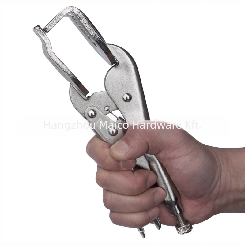 MACWORK W-típusú hegesztőfogó, fej 45# acélból, nyitás 15 mm, súly 599 g, nehéz hegesztő eszköz