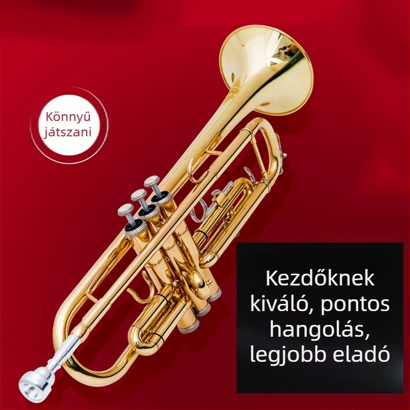 Trombita B-flat hangolású, 3 szele, sárgaréz hangszer