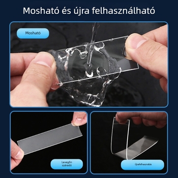 Nano kétoldalú falra ragasztószalag - Átlátszó, Vízálló, Magas viszkozitás, Nyomokat nem hagy